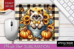 Cute Kitten Mouse Pad Sublimation - Autumn Cat Mousepad PNG Product Image 1