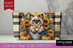 Cute Kitten Cosmetic Bag - Autumn Cat Makeup Bag PNG Product Image 1