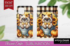 Cute Kitten Phone Case PNG - Autumn Cat Case PNG Sublimation Product Image 1