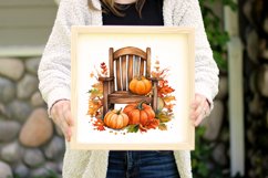 Autumn Chairs Pumpkins Watercolor Sublimation Clipart Product Image 3