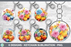 Bundle of six Watercolor Flowers Keychain designs.