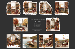 GlamArtZhanna, Autumn clipart, Autumn clip art, Fall clipart, Fall clip art, Autumn reading png, Autumn reading image, Autumn library png, Autumn books png, Autumn books clipart, Reading clipart, Book lover clipart, Reading girl png, Books illustration