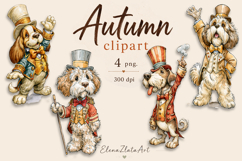 Autumn Dog Clipart PNG | Vintage Gentleman Dogs Clipart Product Image 1