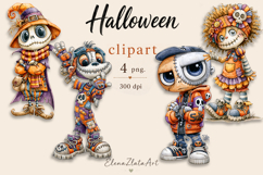 Halloween Doll Clipart PNG | Cute Patchwork Halloween Product Image 1