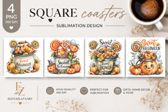 Pumpkin Spice Square Coaster PNG | Autumn Coffee Product Image 1