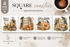 Spell Book Square Coaster PNG | Halloween Spellbook Product Image 1
