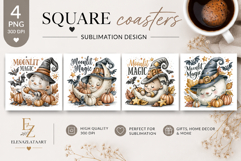 Cute Ghost Halloween Square Coaster PNG | Spooky Season Product Image 1