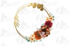Autumn colors floral golden frames and bouquets graphics. Product Image 2