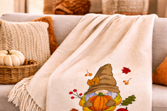 Fall Gnome with pumpkin Machine Embroidery Product Image 6