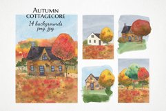 Watercolor fall background clipart, Autumn landscape image Product Image 1