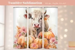Autumn Cow Tumbler Wrap Fall Pumpkin Tumbler Sublimation 