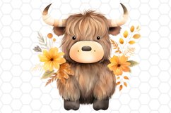 Autumn Cow Watercolor Cliparts Fall Sublimation