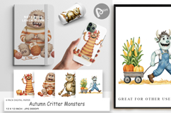 Digital Paper Autumn Critter Monsters Product Image 1