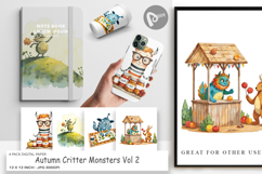 Digital Paper Autumn Critter Monsters Product Image 1