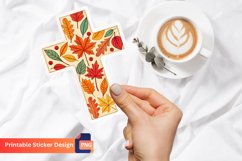 Autumn Cross Sticker, Autumn Religious Sticker, Fall Cross Product Image 1