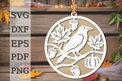 Autumn Crow Pumpkin Laser Cut SVG Product Image 1