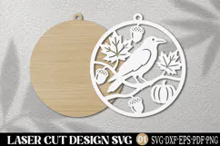 Autumn Crow Pumpkin Laser Cut SVG Product Image 2