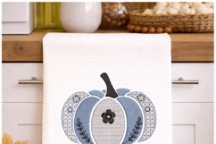 Blue Floral Pumpkin Embroidery Design Chinoiserie Fall Decor Product Image 4