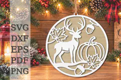 Autumn Deer Pumpkin Ornament Laser Cut SVG Product Image 1