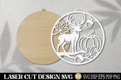 Autumn Deer Pumpkin Ornament Laser Cut SVG Product Image 2