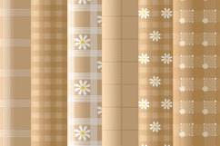 Taupe daisy gingham seamless patterns png Digital paper Product Image 3