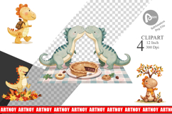 Autumn Dino Friends Clipart Product Image 1