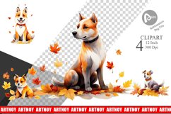 Autumn Dog Watercolor Clipart Product Image 1