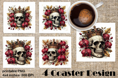 Dark Academia Floral Skull square coasters Sublimation Product Image 1