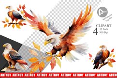 Autumn Eagle Watercolor Clipart Product Image 1