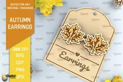 Autumn Wooden Earrings Laser Cut. Fall Earrings SVG Design Product Image 1