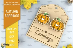 Autumn Wooden Earrings Laser Cut. Fall Earrings SVG Design Product Image 1