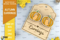 Autumn Wooden Earrings Laser Cut. Fall Earrings SVG Design Product Image 1