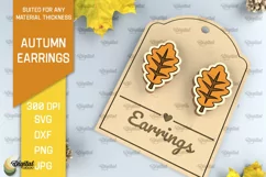Autumn Wooden Earrings Laser Cut. Fall Earrings SVG Design Product Image 1