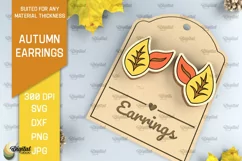 Autumn Wooden Earrings Laser Cut. Fall Earrings SVG Design Product Image 1