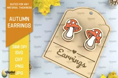 Autumn Wooden Earrings Laser Cut. Fall Earrings SVG Design Product Image 1