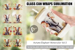 Glass Can Wraps Autumn Elephant Watercolor Product Image 1