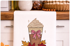 Coffee cup, Pumpkin spice, Fall leaves. Machine embroidery Product Image 6