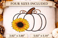 Pumpkin Sunflower Embroidery Design Fall Harvest 4x4 5x7 Product Image 2