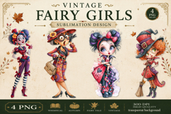 Vintage Fairy Girls PNG Clipart | Halloween Fairy Clipart Product Image 1