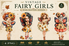 Vintage Fairy Girls PNG Clipart | Halloween Fairy Clipart Product Image 1