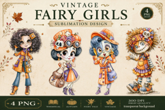 Vintage Fairy Girls PNG Clipart | Halloween Fairy Clipart Product Image 1