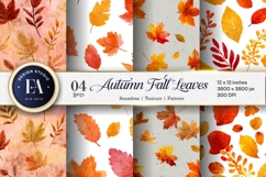 Fall Watercolor Leaves Pattern Art Digital Paper Product Image 1