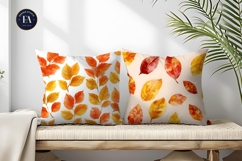 Autumn Leaves Watercolor Pattern Art Digital Paper Product Image 2