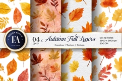 Fall Leaves Watercolor Pattern Art Digital Paper Product Image 1