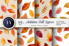 Autumn Leaves Watercolor Pattern Art Digital Paper Product Image 1
