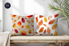Autumn Leaves Watercolor Pattern Art Digital Paper Product Image 2
