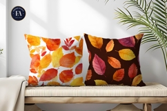 Watercolor Autumn Leaves Pattern Art Digital Paper Product Image 2