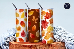 Watercolor Autumn Leaves Pattern Art Digital Paper Product Image 3