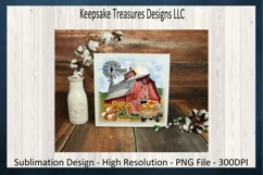 Autumn At The Farm Red Barn, Pumpkin Truck Sublimation PNG Product Image 4