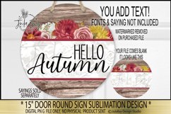 Autumn Floral Acacia Wood Front Door Sign Sublimation Design